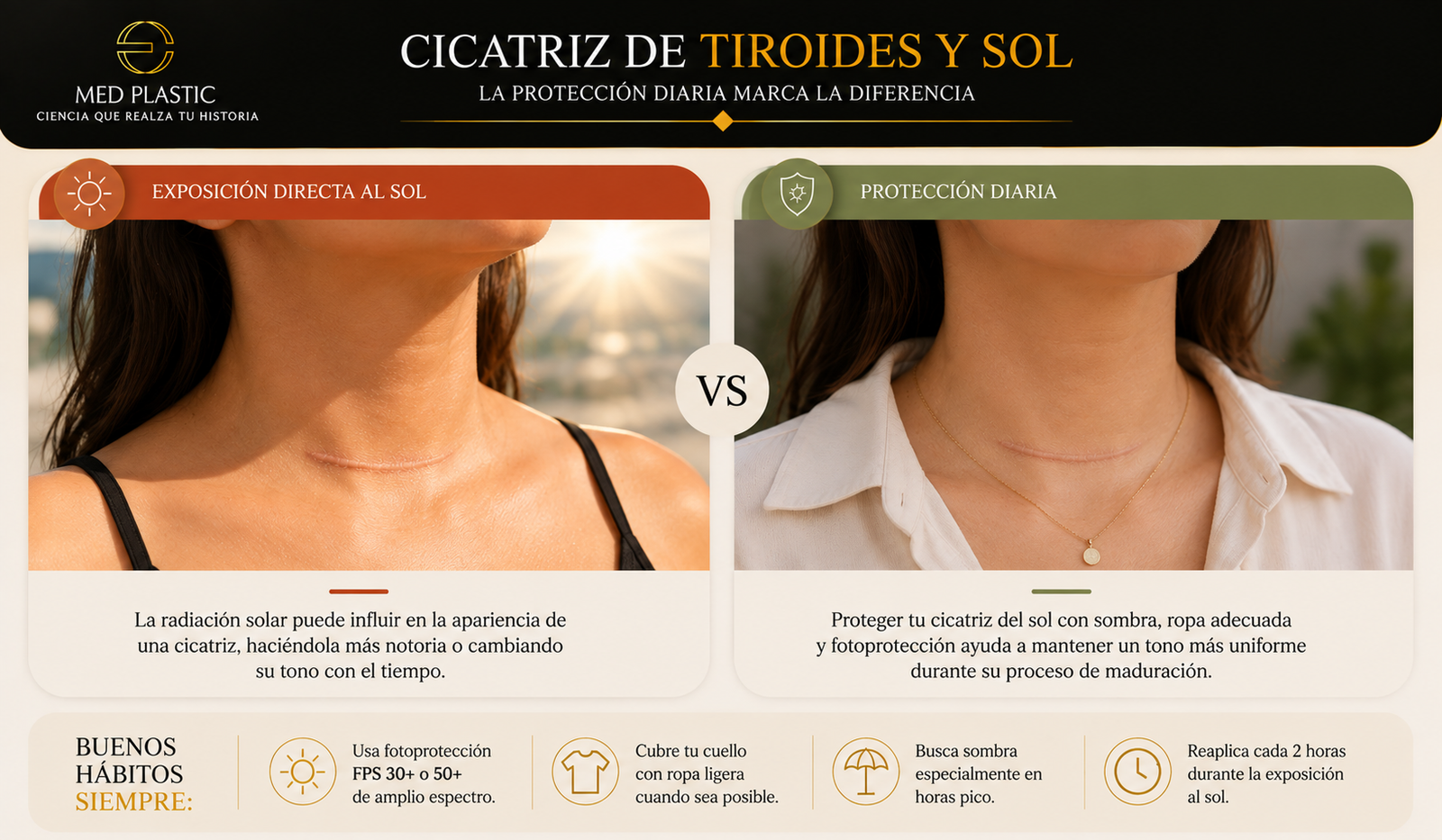 Cómo proteger del sol una cicatriz de tiroides cerrada