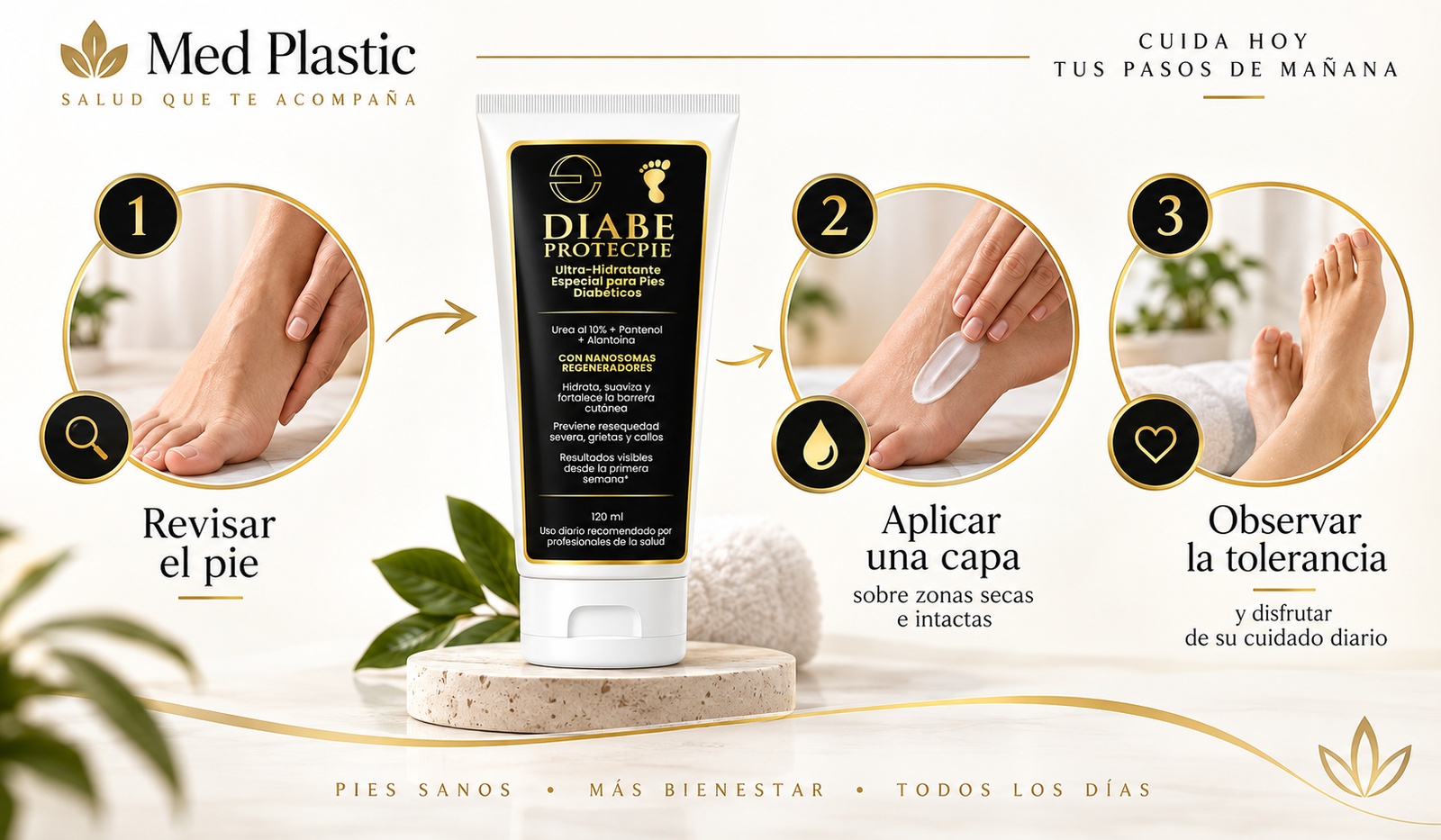 Rutina suave con DIABEPROTECPIE para pies con diabetes y piel sensible