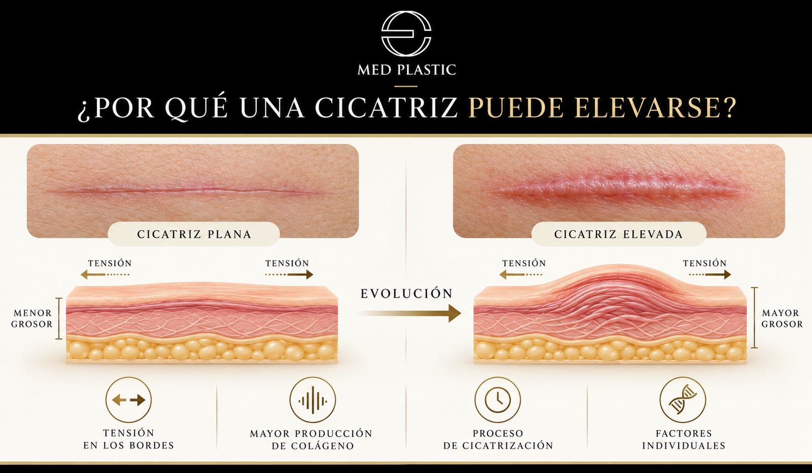 Por qué una cicatriz puede quedar elevada después de una cirugía