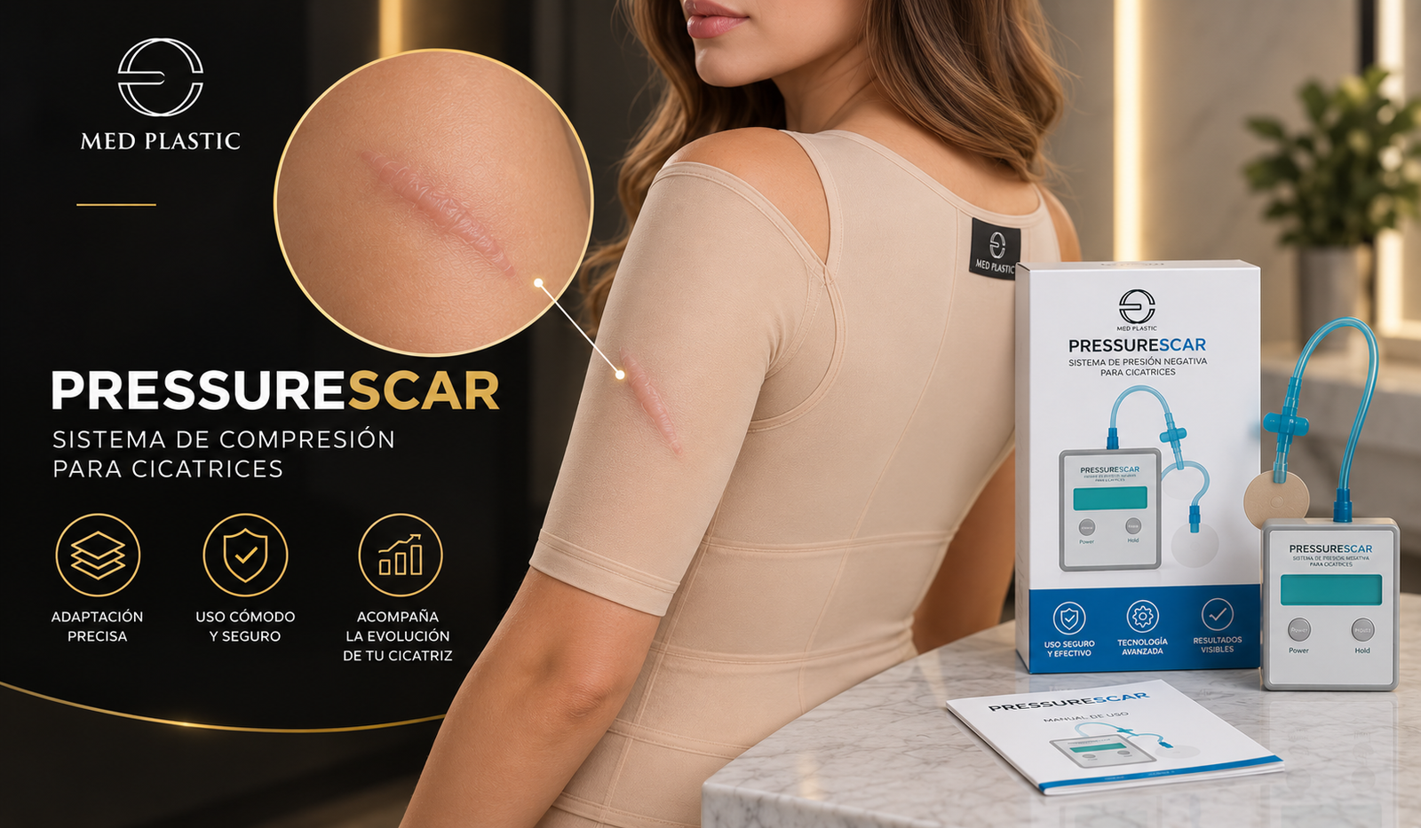 Compresión para cicatriz hipertrófica con PressureScar