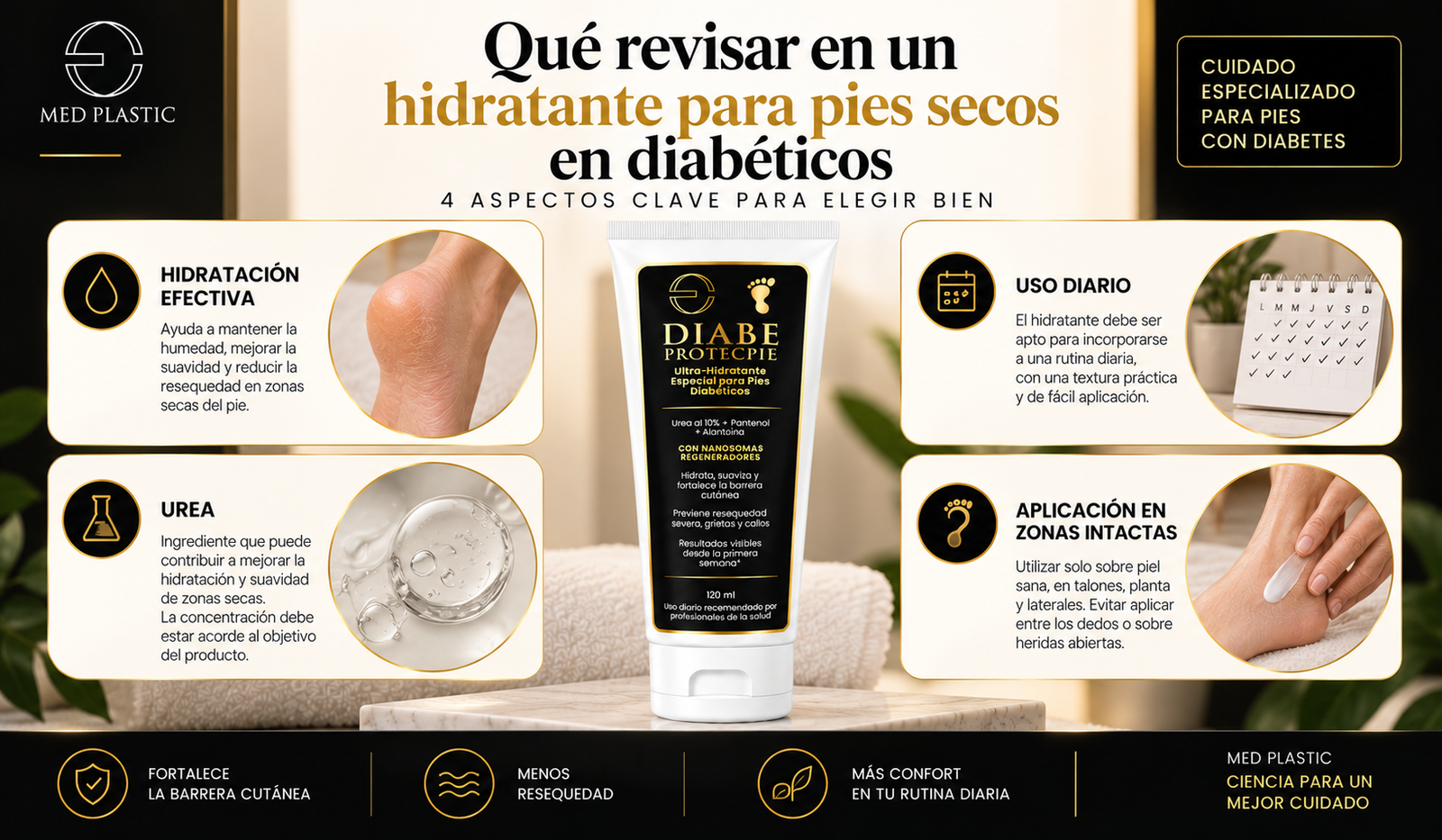 Qué revisar en un hidratante para pies secos en diabéticos